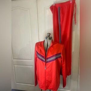 Vintage Metro Style 2 Piece Pants Suit Jacket XLT Red/Gray/ Purple NWOT RN140049